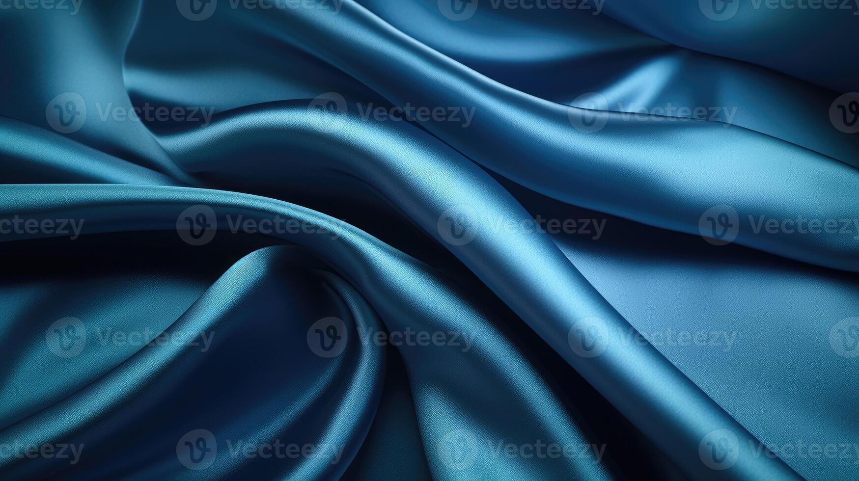 AI generated Close-up showcases the elegance of blue satin fabric, revealing its smooth and luxurious texture. Ai Generated. photo