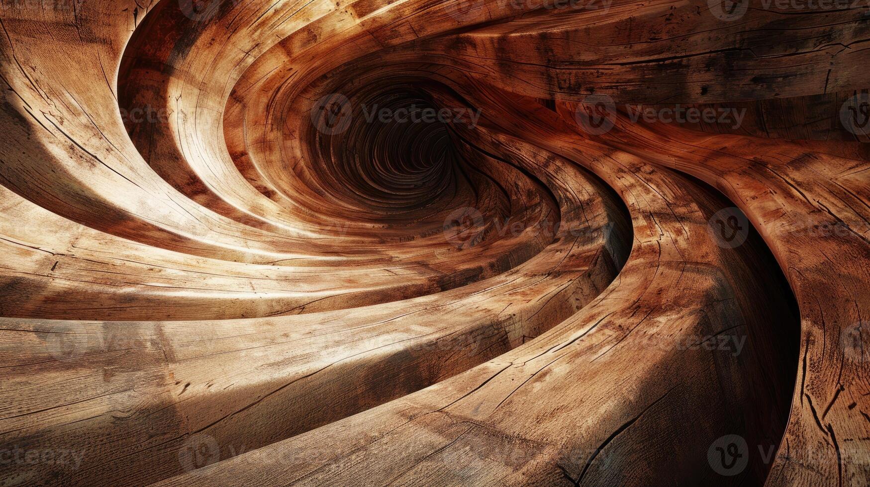 AI generated gracefully curved wooden backdrop. Ai Generated. photo