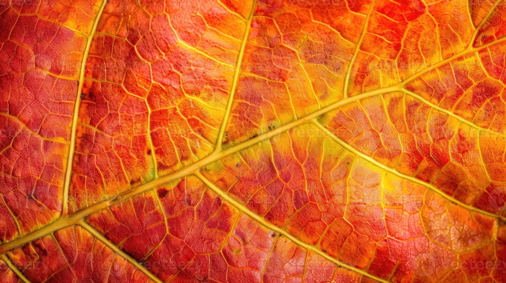 AI generated Close-up of an autumn leaf's intricate texture, showcasing vibrant hues. Ai Generated photo