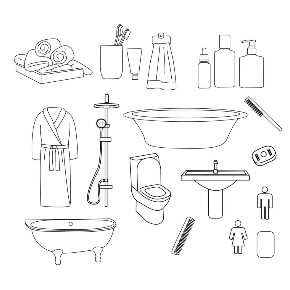 set of bathroom elements vector