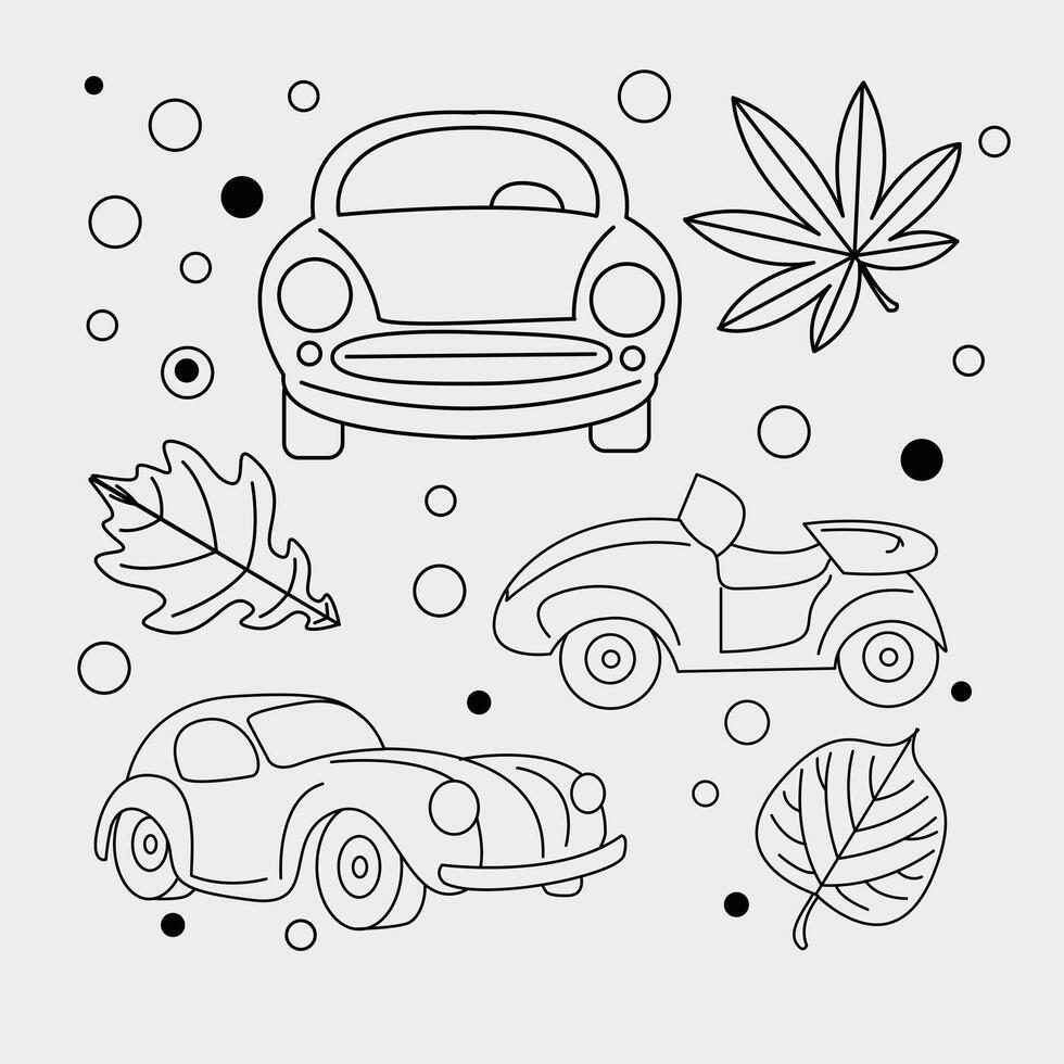 classic car element set vector