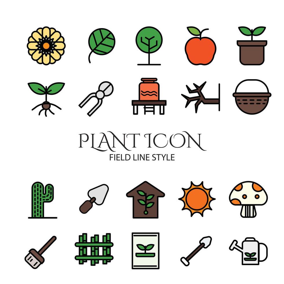 PLANT ICON SET, FLIED LINE STYLE vector