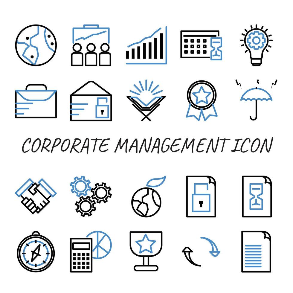 corporativo administración icono conjunto , color línea estilo vector