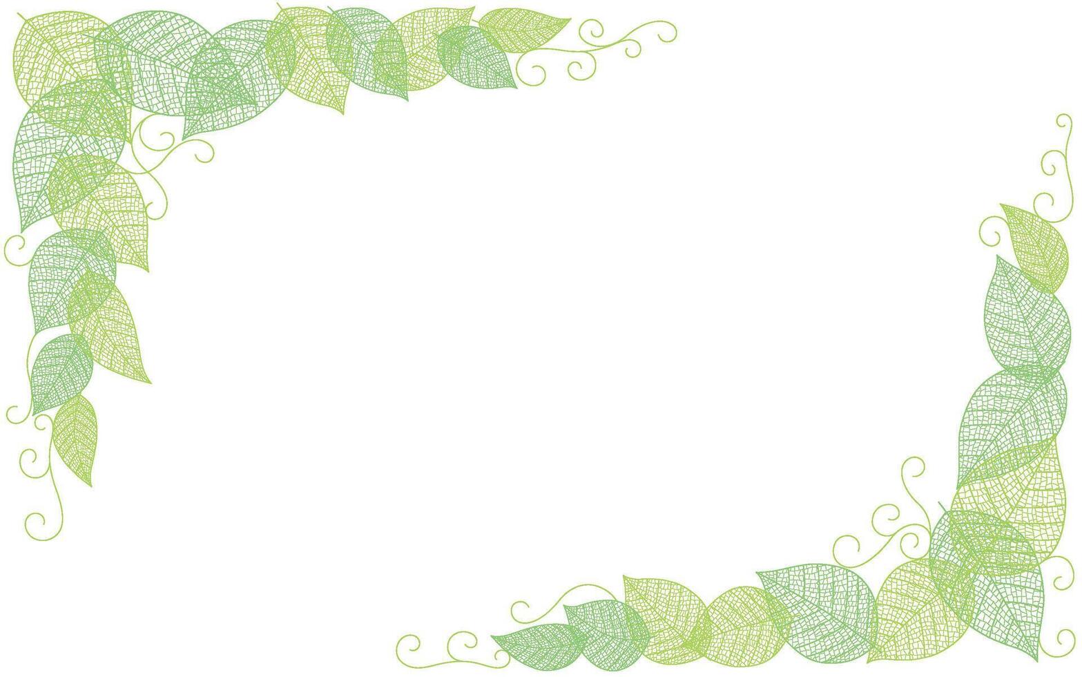 Vector Frame Illustration With Leaf Veins Silhouette Pattern Isolated On A White Background.