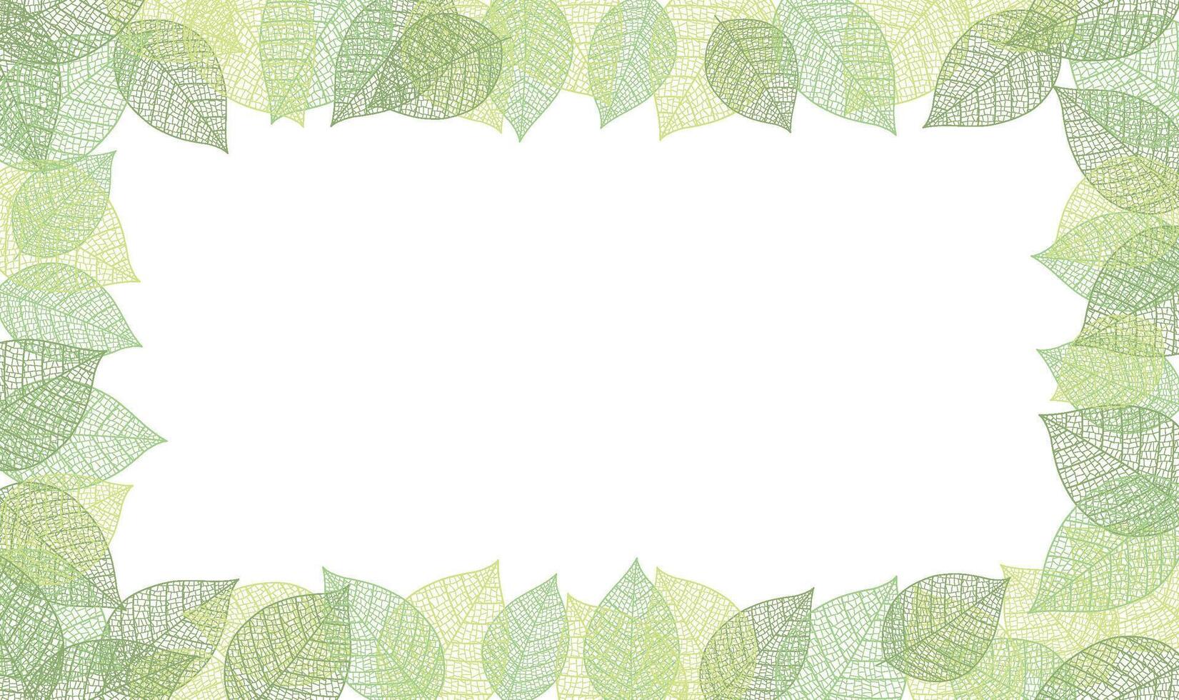Vector Frame Illustration With Leaf Veins Silhouette Pattern Isolated On A White Background.
