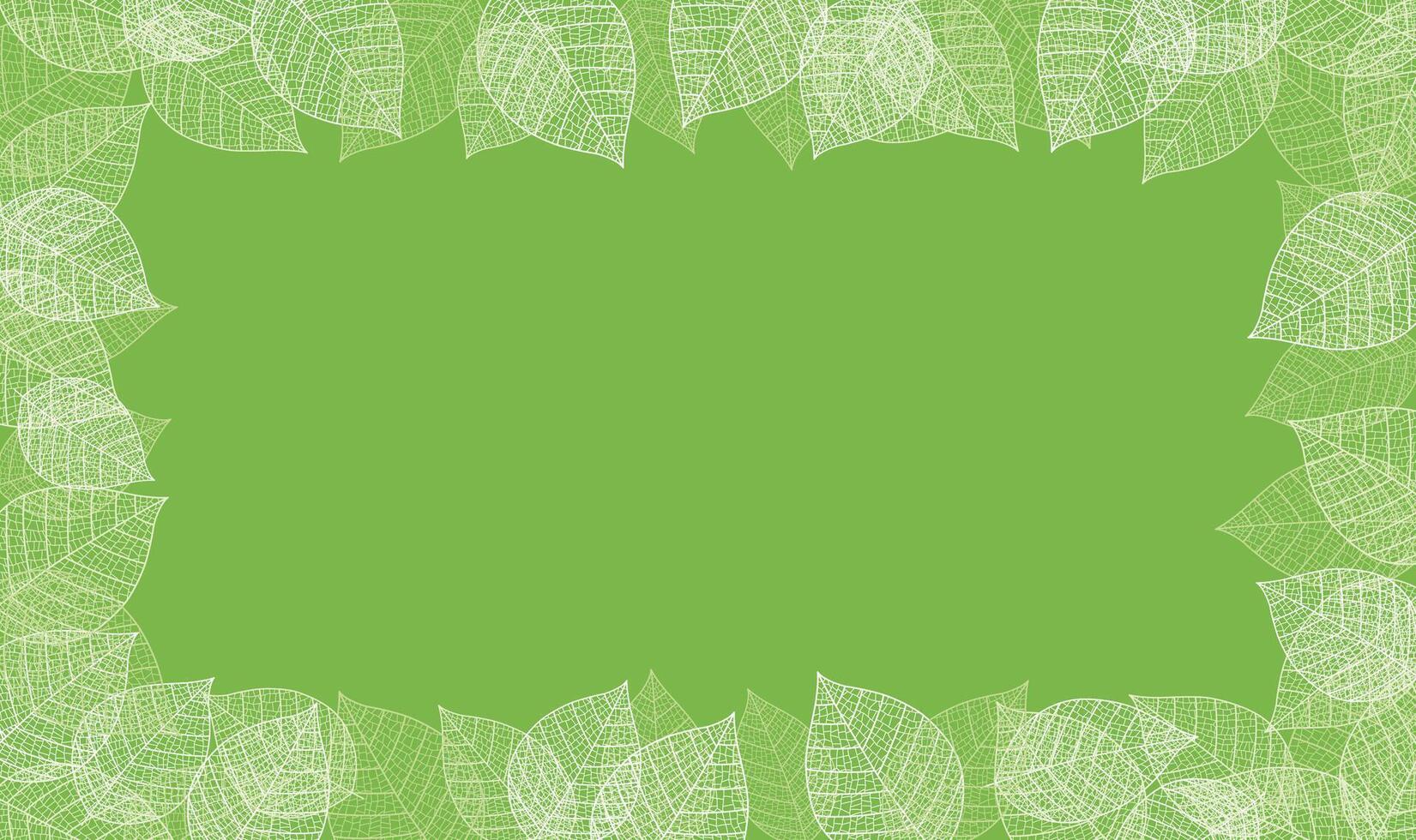 Vector Frame Illustration With Leaf Veins Silhouette Pattern Isolated On A Green Background.
