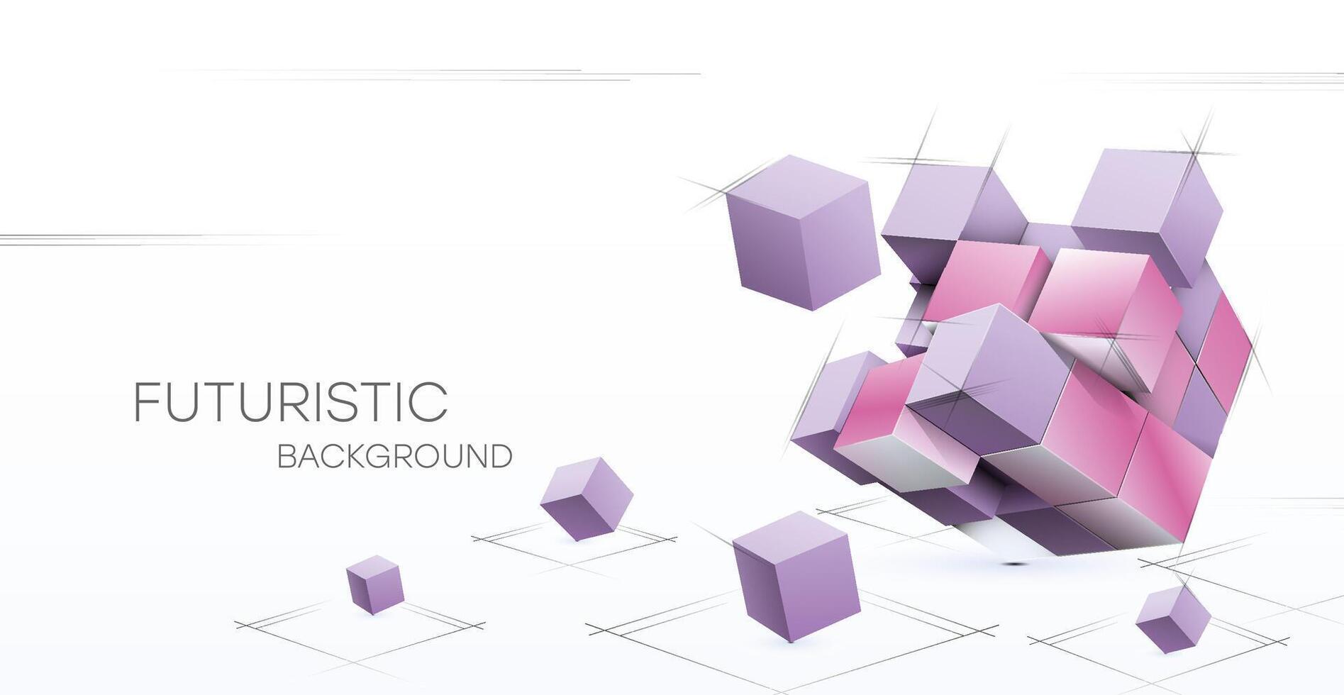 3D Abstract background with cubes. Volumetric abstract background, connection from geometric cubes. vector