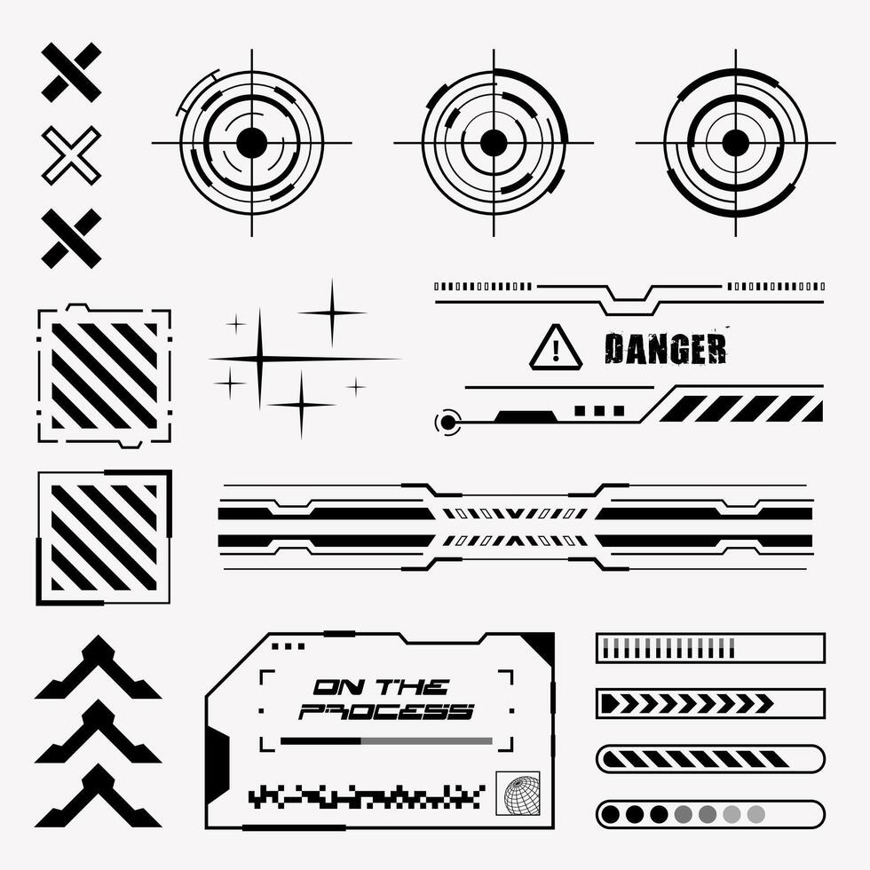 HUD Futuristic Cyberpunk elements design vector