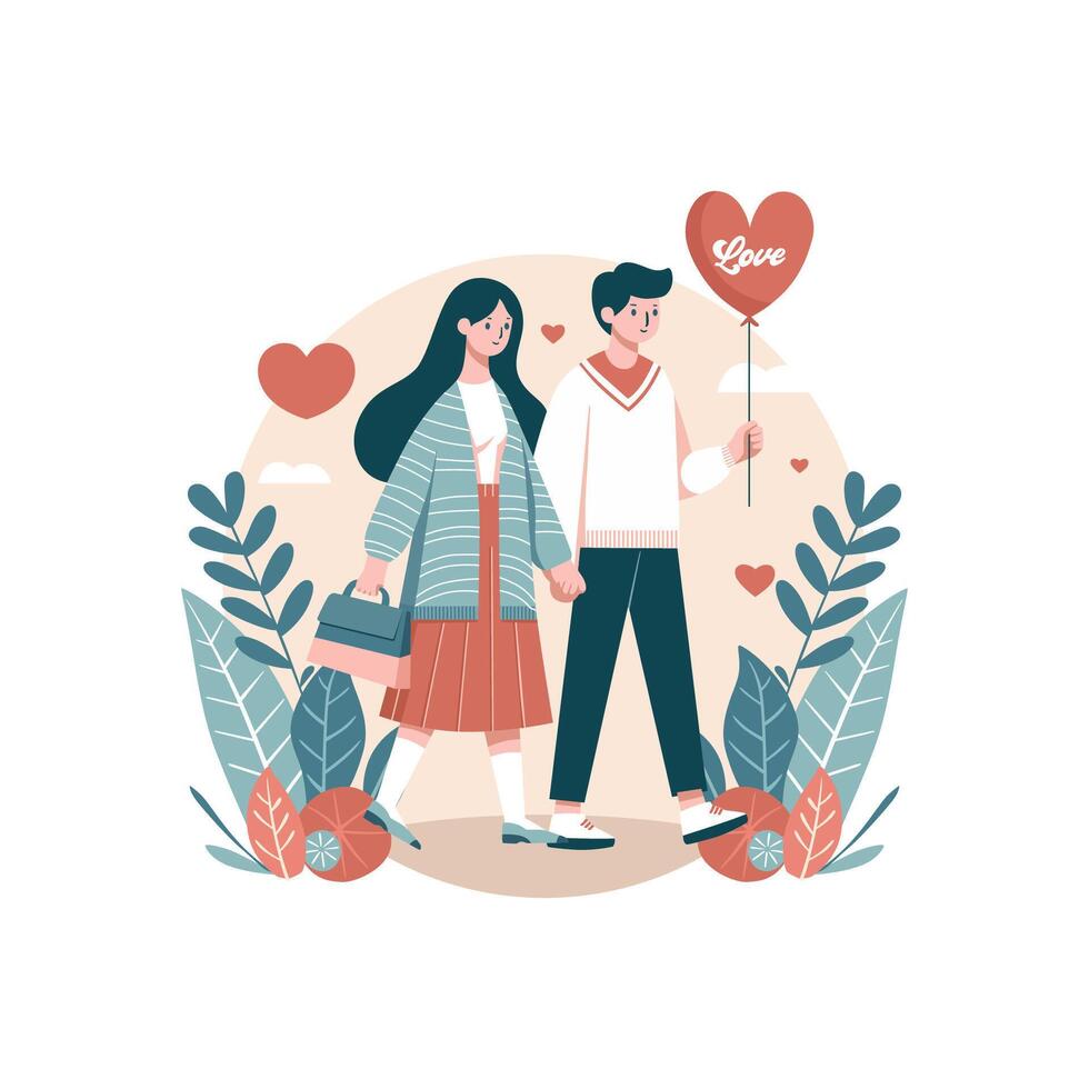 Flat Vector Illustration a Couple Lover