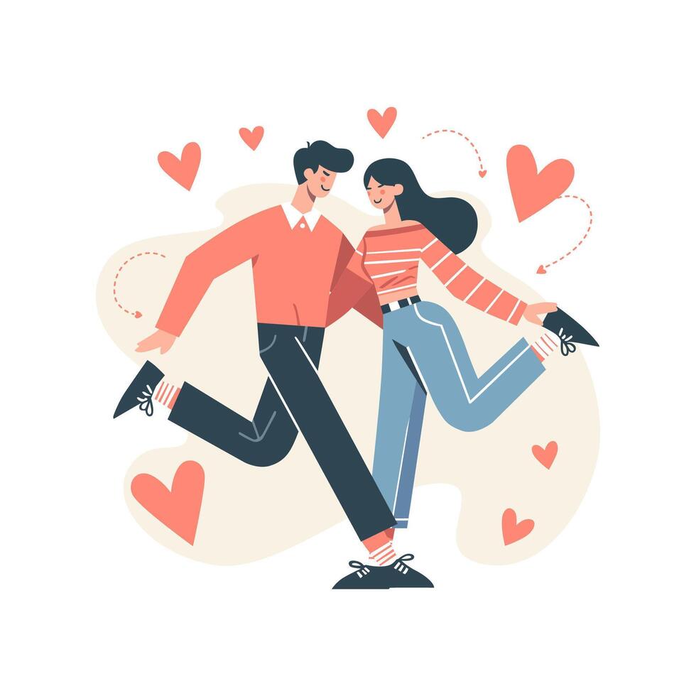 Flat Vector Illustration a Couple Lover