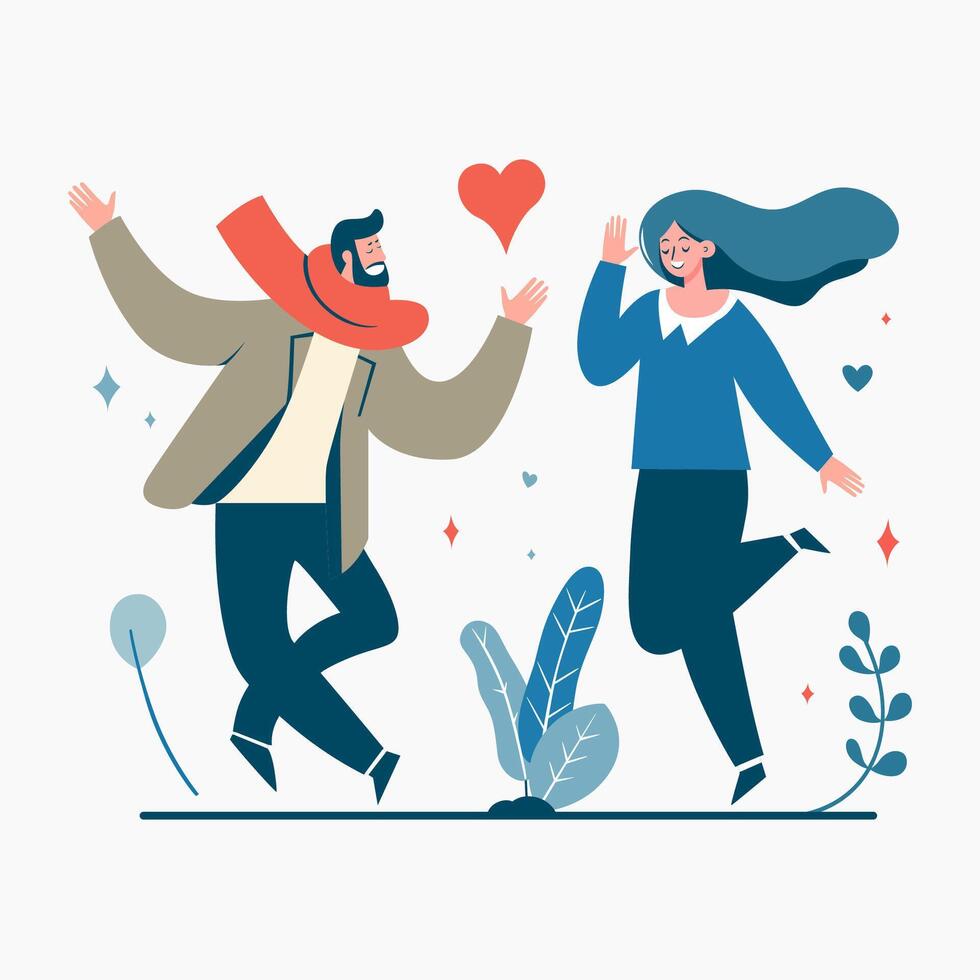 Flat Vector Illustration a Couple Lover