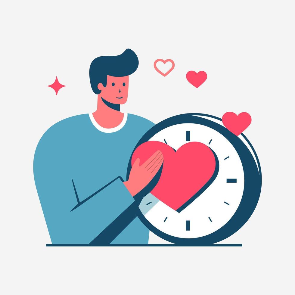 Flat Vector Illustration a Man Waiting for the Love