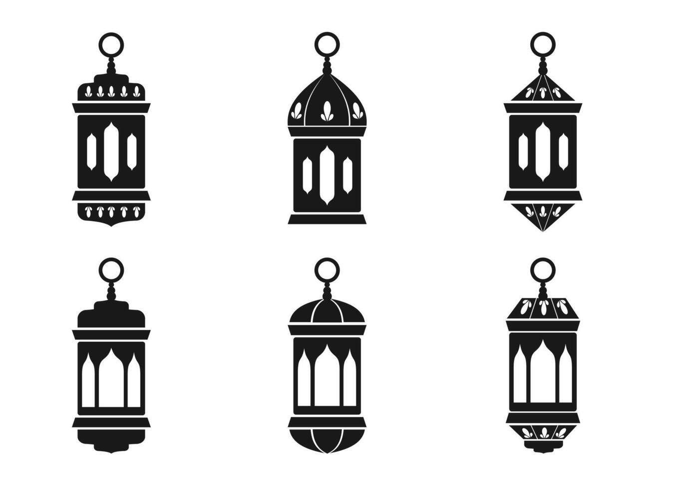 Lantern set icon vector