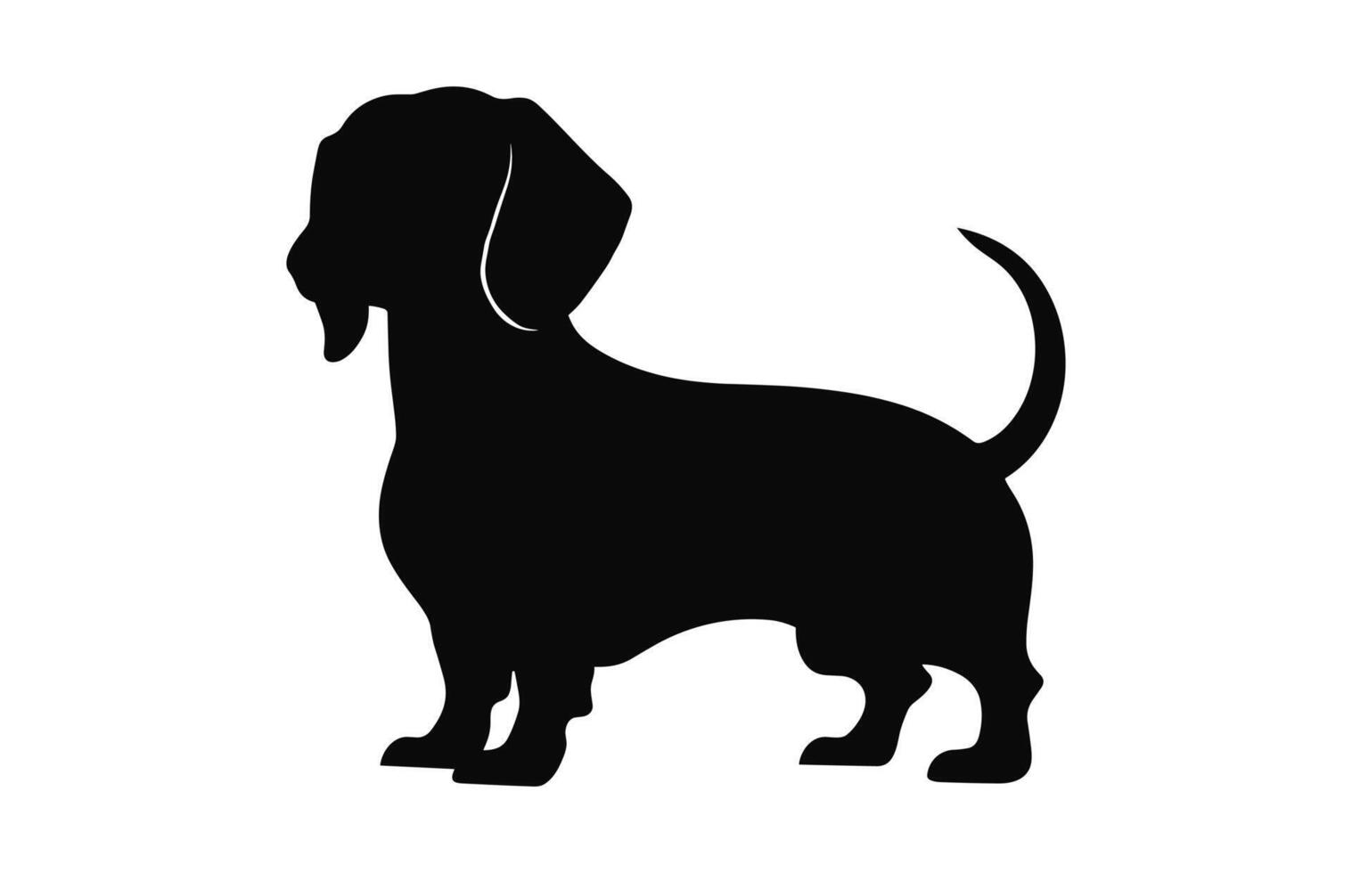 A Dachshund Dog black Silhouette vector isolated on a white background