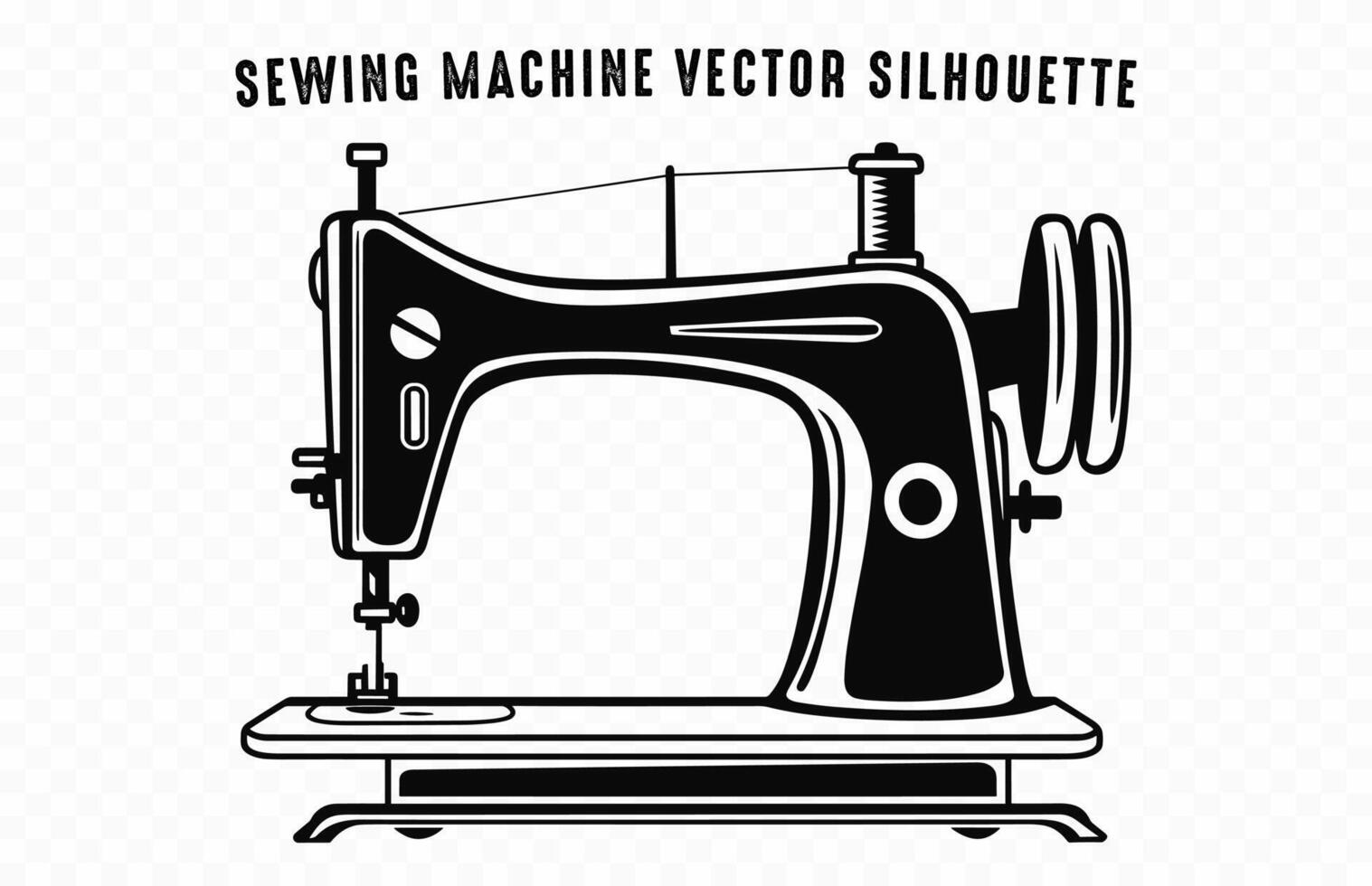 un de coser máquina vector negro silueta