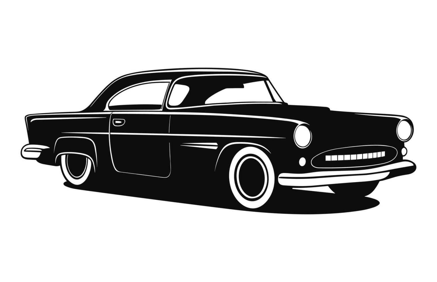 un Clásico clásico coche silueta negro vector ilustración