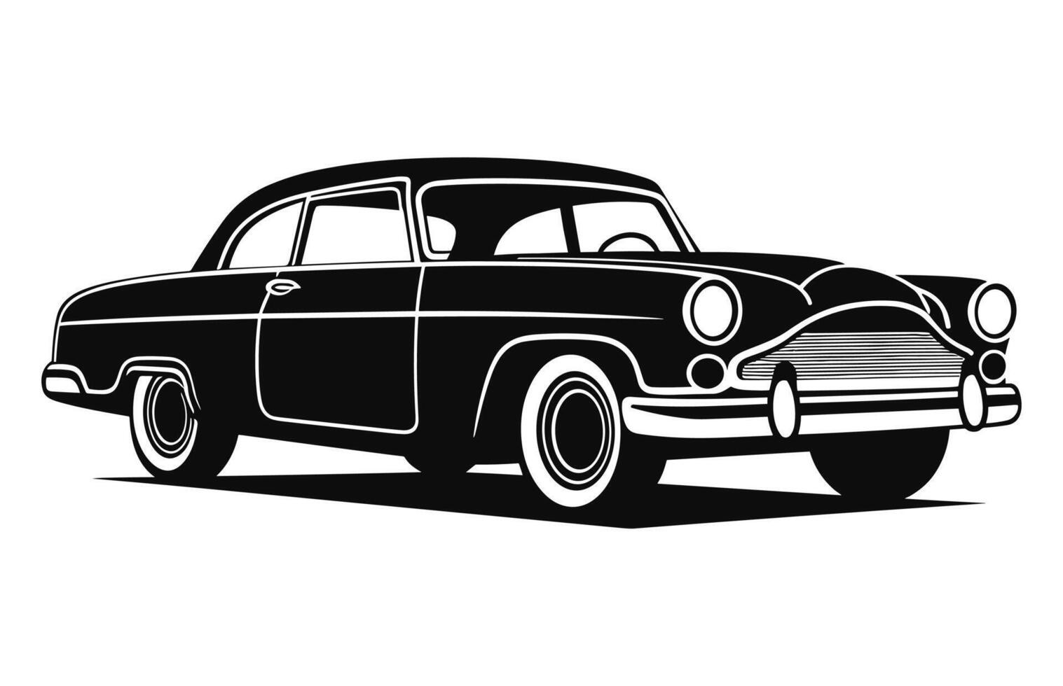 A Vintage classic car Silhouette black Vector illustration