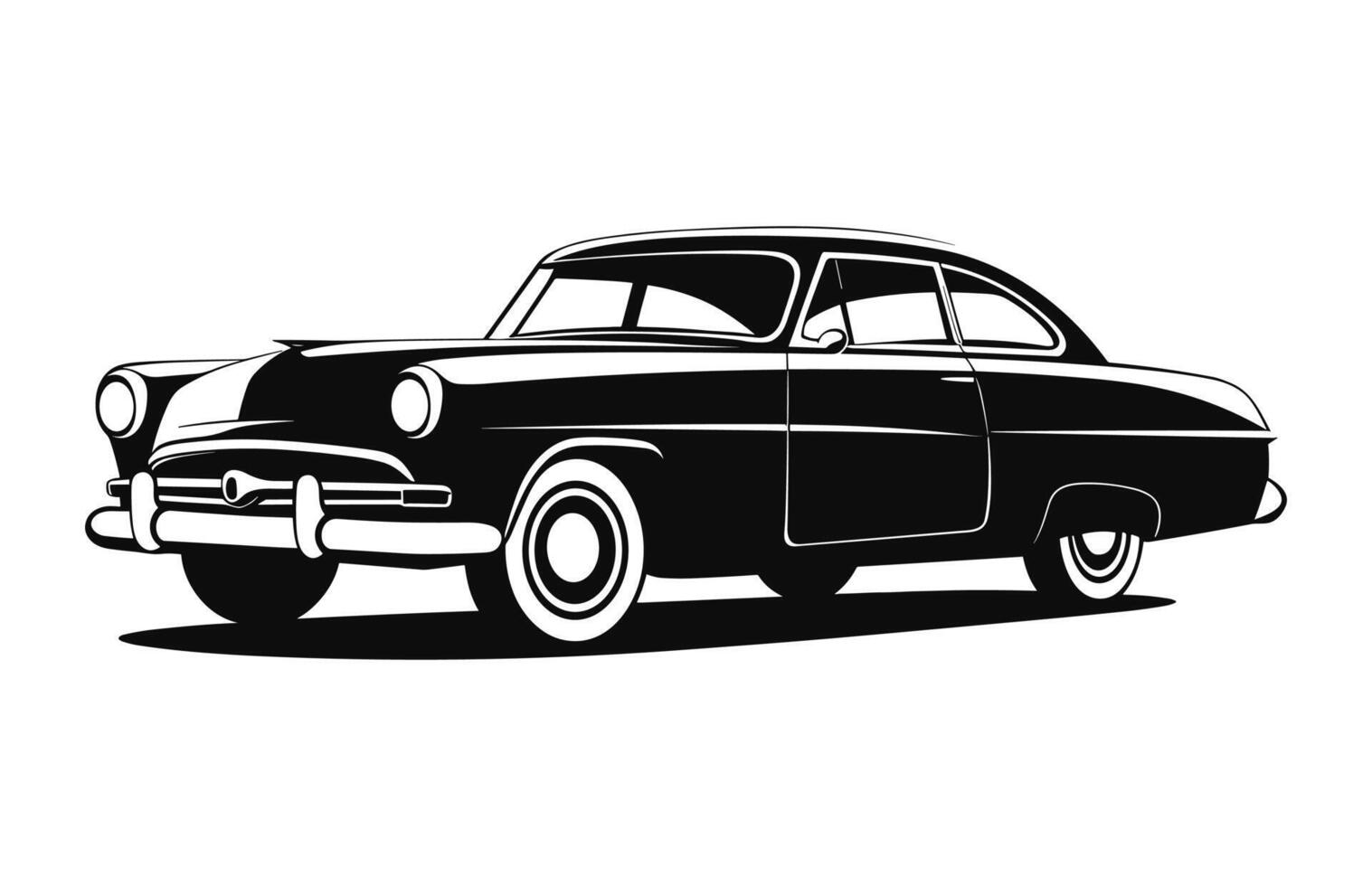 A Vintage classic car Silhouette black Vector illustration