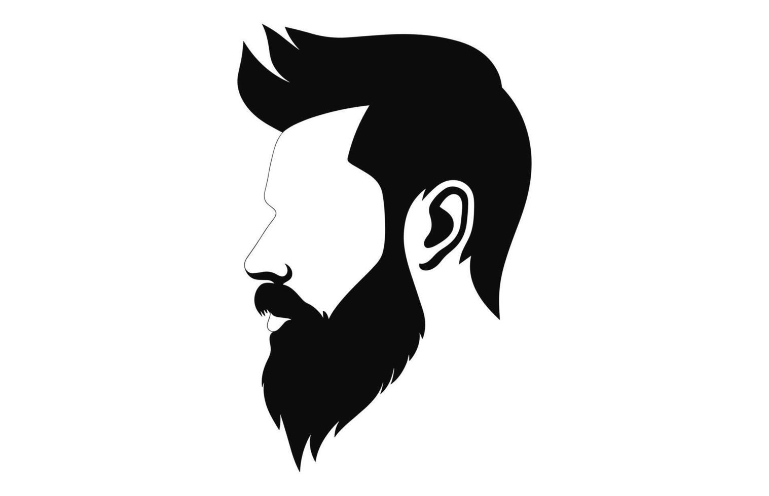 A haircut with beard black silhouette vector isolated on a white background