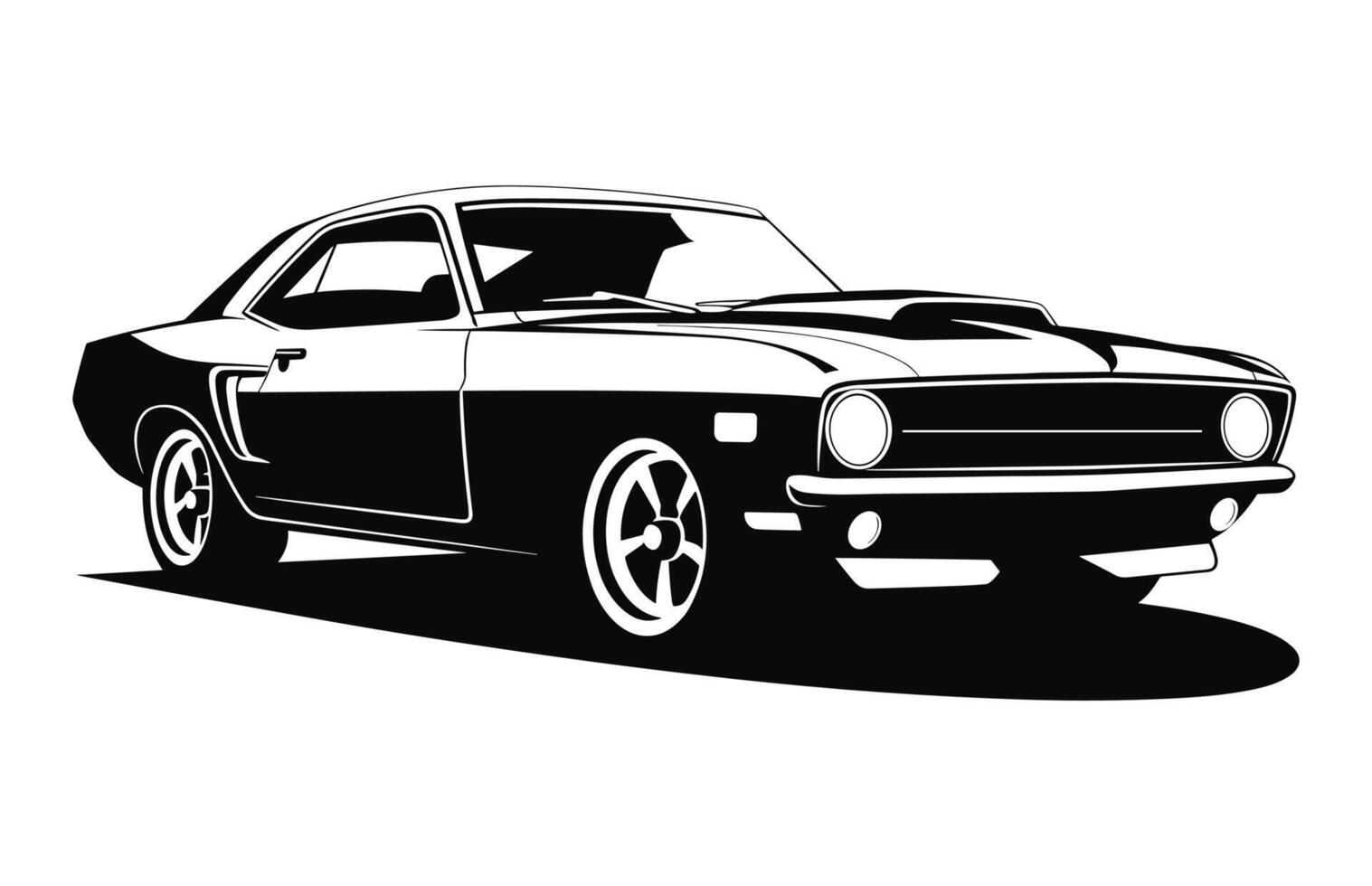 American Classic Car vector black Sketch silhouette