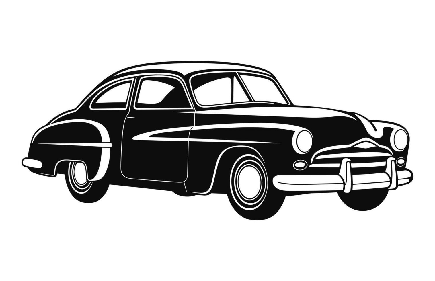 A Vintage classic car Silhouette black Vector illustration free