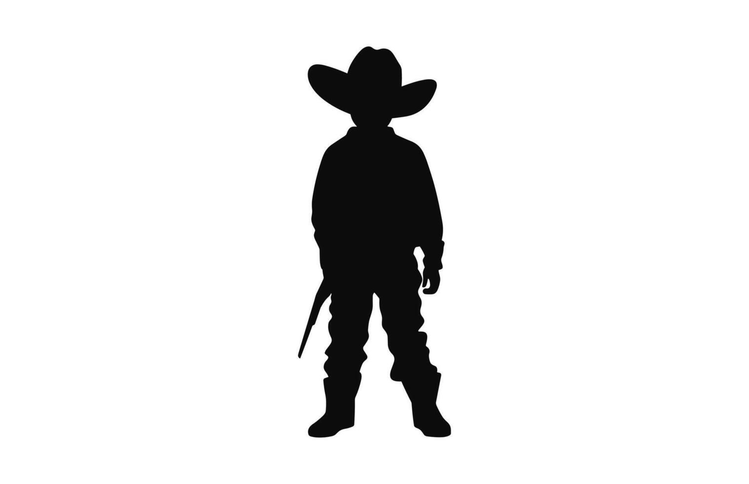 A Little Cowboy black silhouette vector isolated on a white background