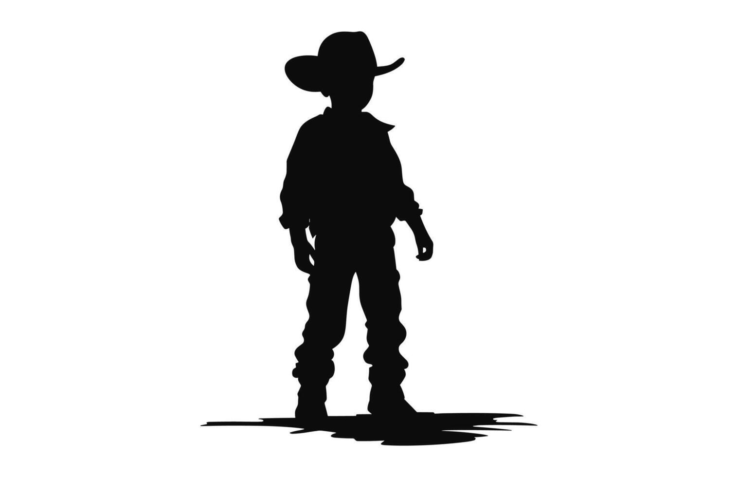 A Little Cowboy black silhouette vector