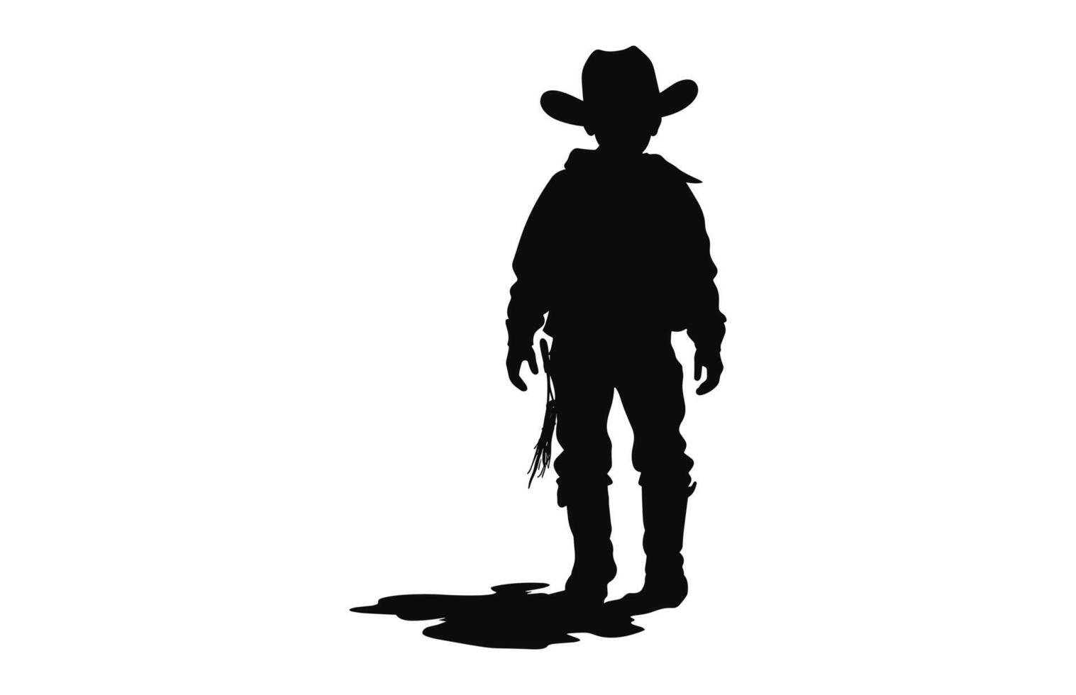 A Little Cowboy black silhouette vector