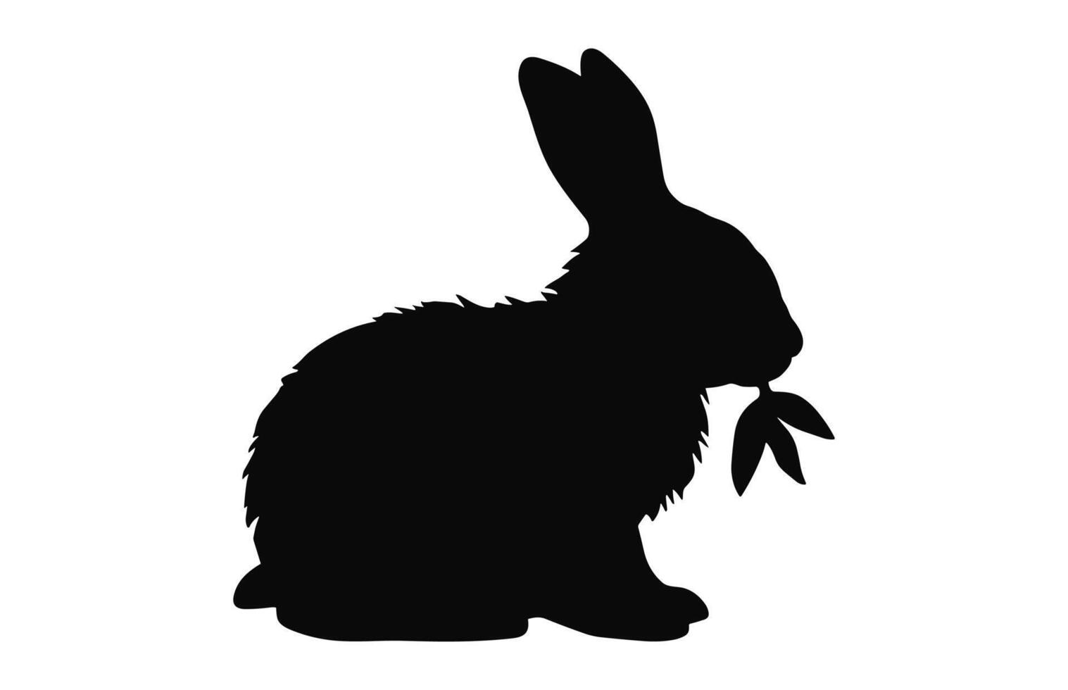 Easter Bunny Eating silhouette vector isolated on a white background