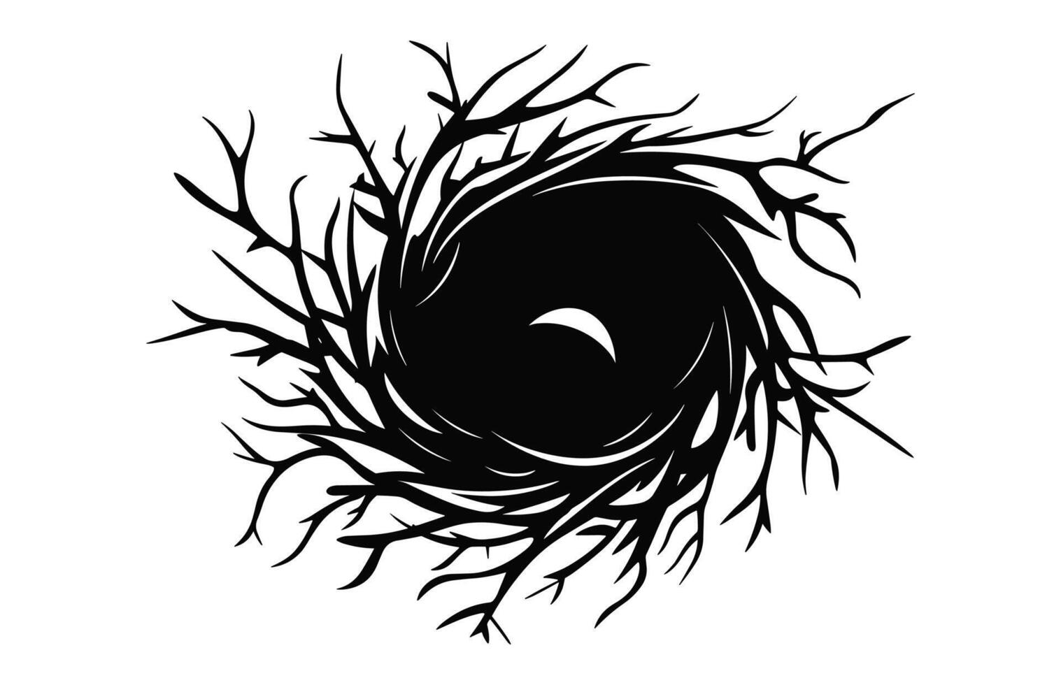 Bird Nest black Silhouette vector