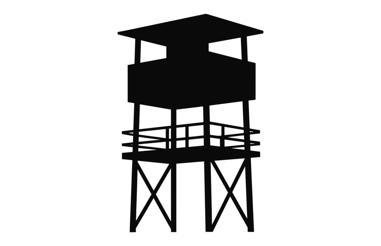 A Lifeguard tower black Silhouette Vector isolated on a white background