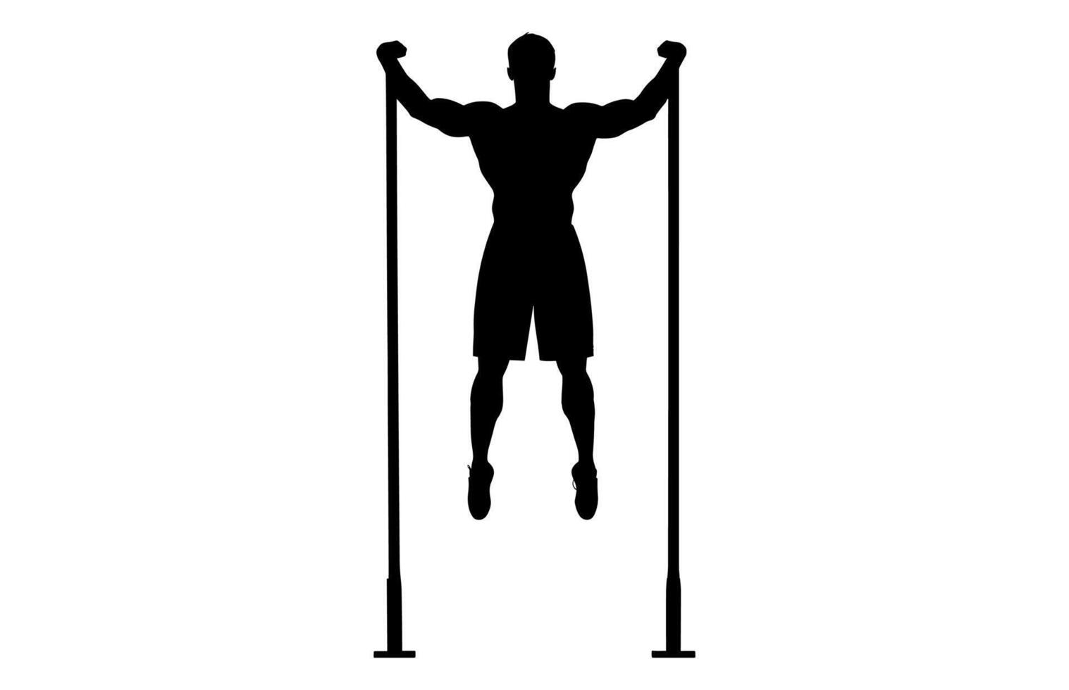 A Gymnastics on high bar black silhouette vector