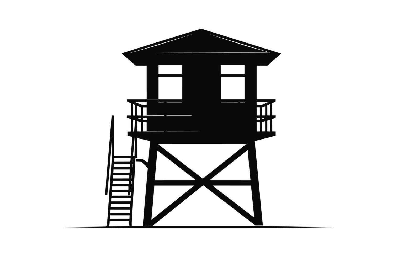 Lifeguard tower Silhouette vector, Safeguard tower silhouette Clipart vector
