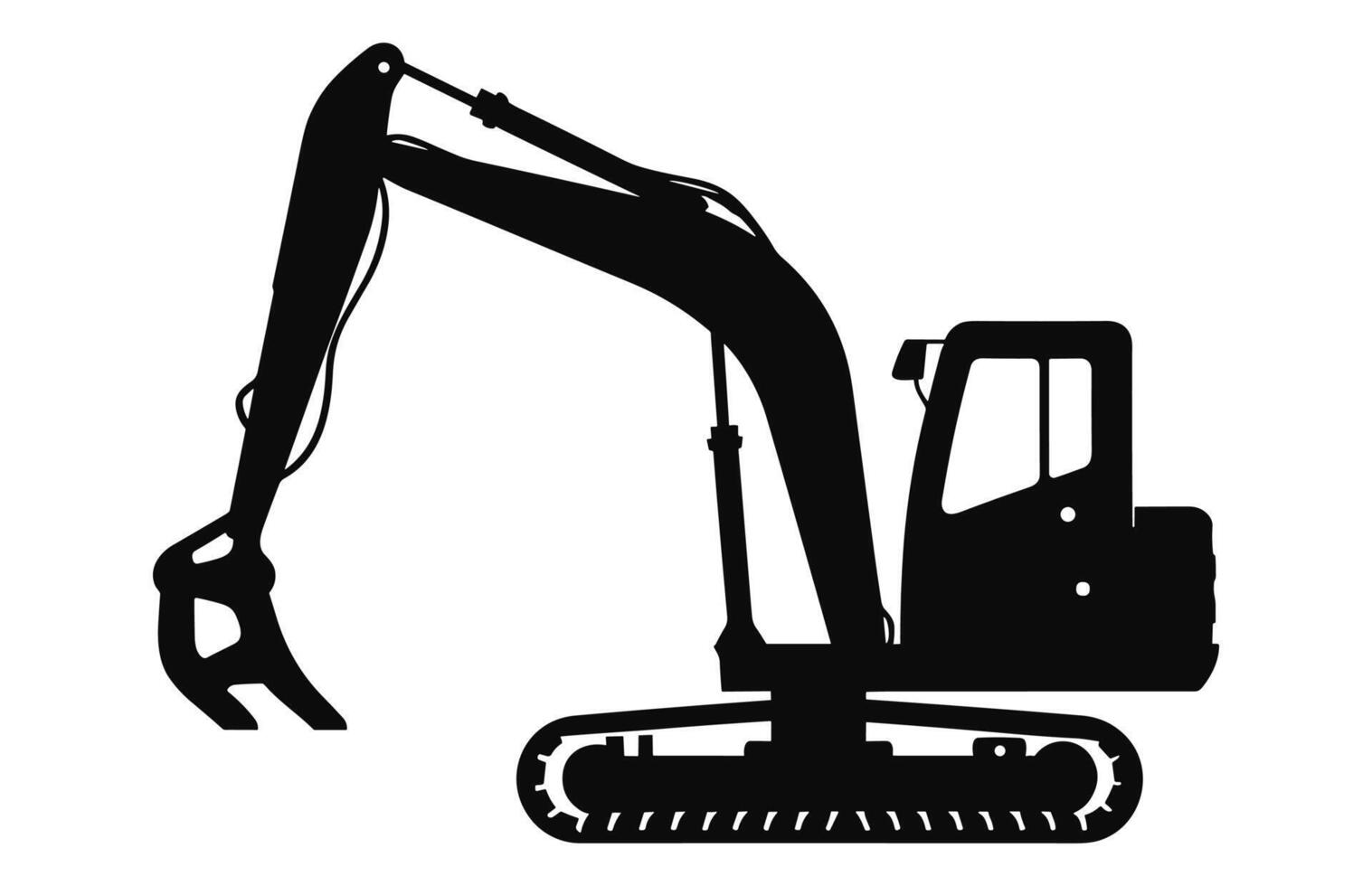 Excavator black Silhouette vector, Compact excavator silhouette, Mini excavate clipart vector