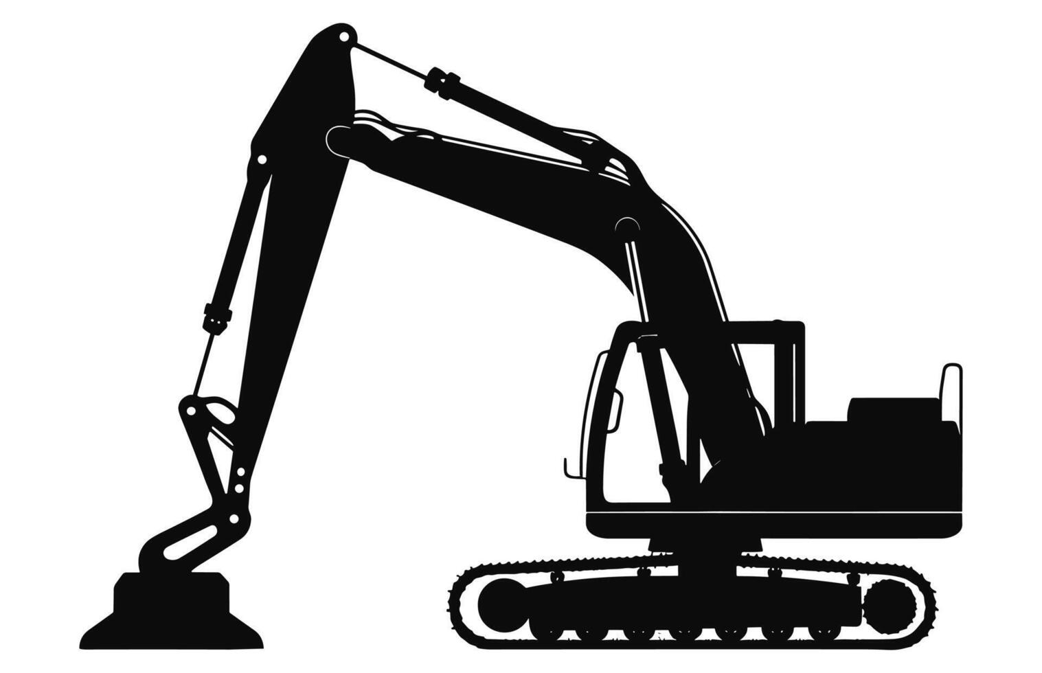 Excavator black Silhouette vector, Compact excavator silhouette, Mini excavate clipart vector