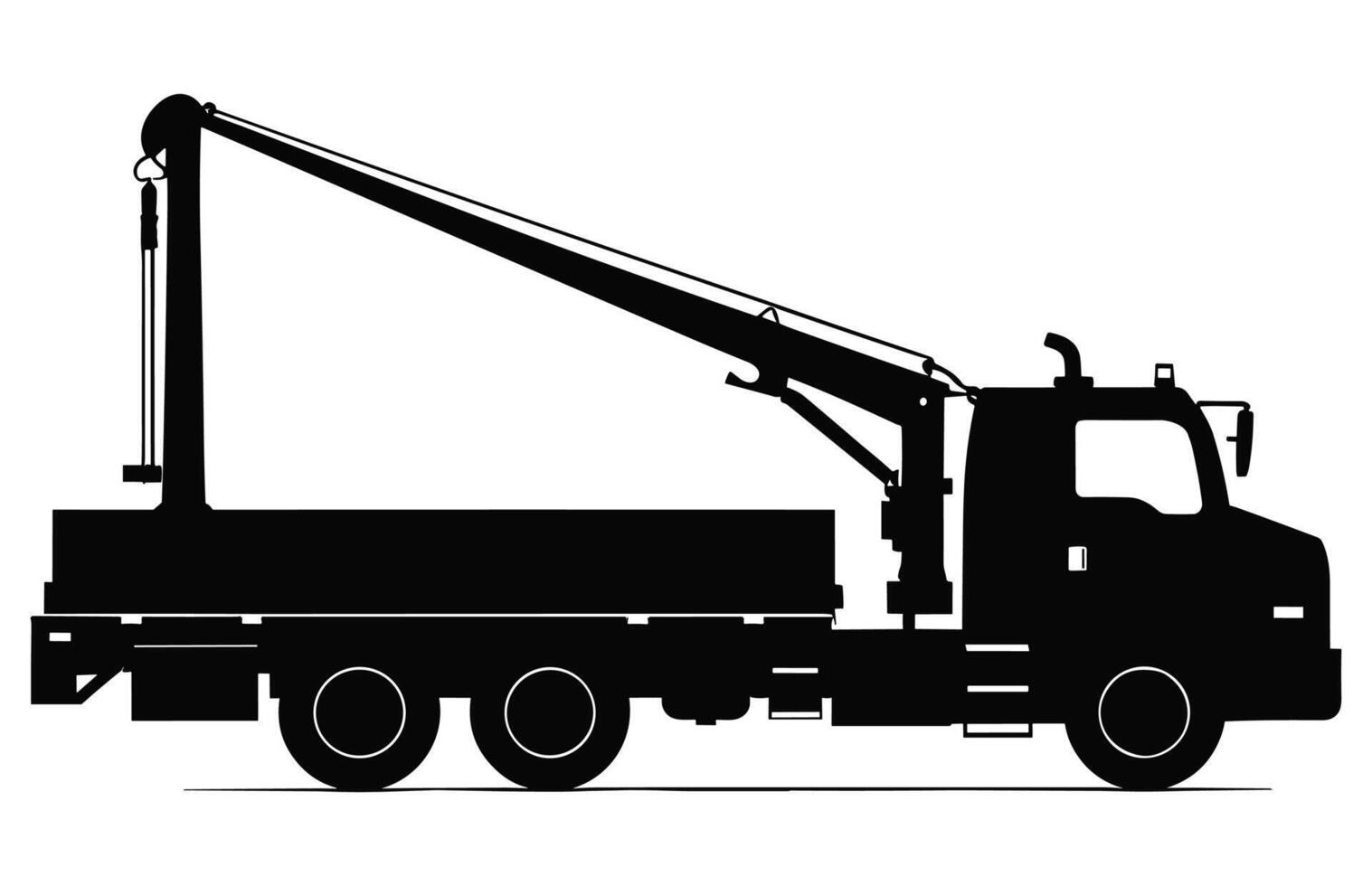 Mobile Crane Truck vector black Silhouette isolated on a white background