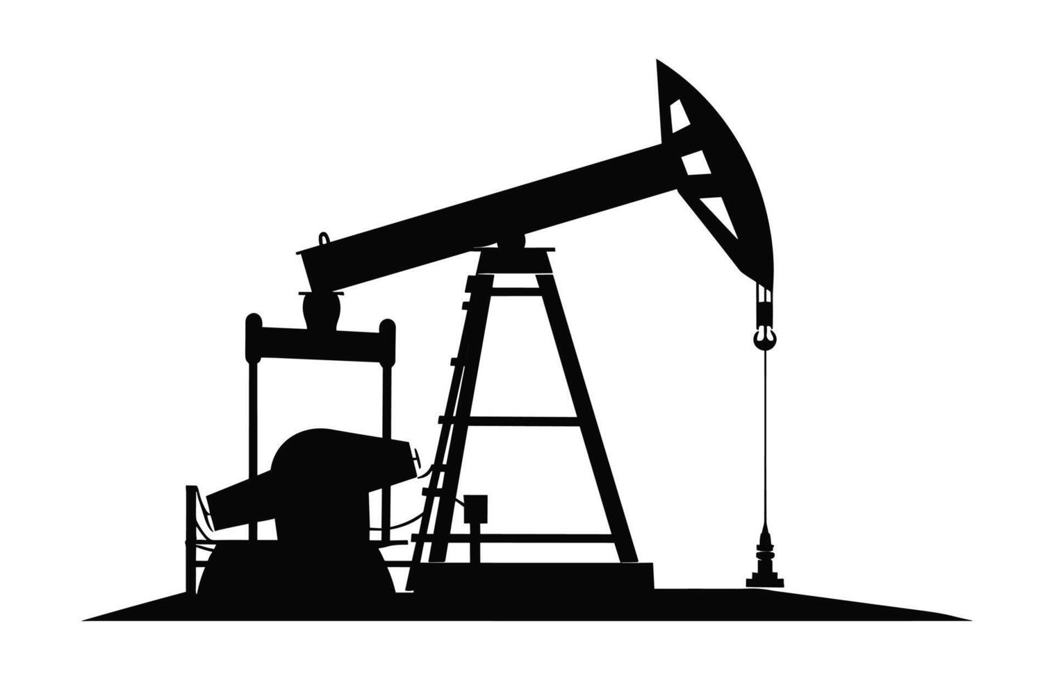 Oil pump jack black silhouette Vector isolated on a white background