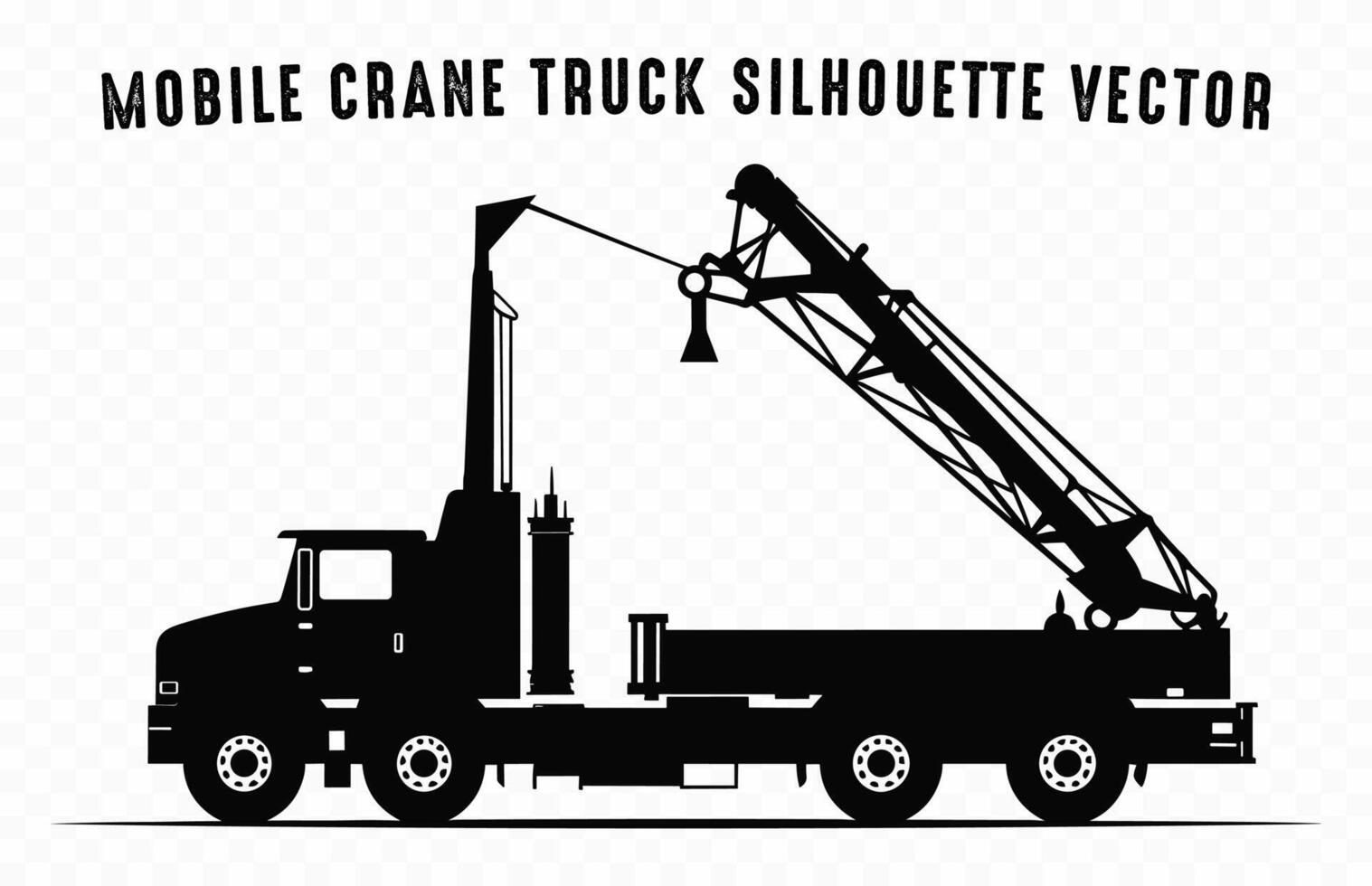 Mobile Crane Truck vector black Silhouette isolated on a white background