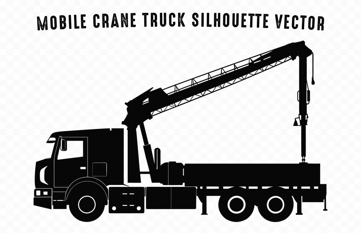 Mobile Crane Truck vector black Silhouette isolated on a white background