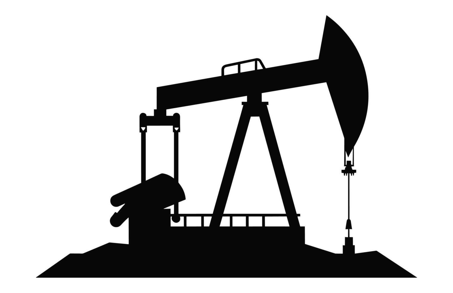 Oil pump jack black silhouette Vector isolated on a white background