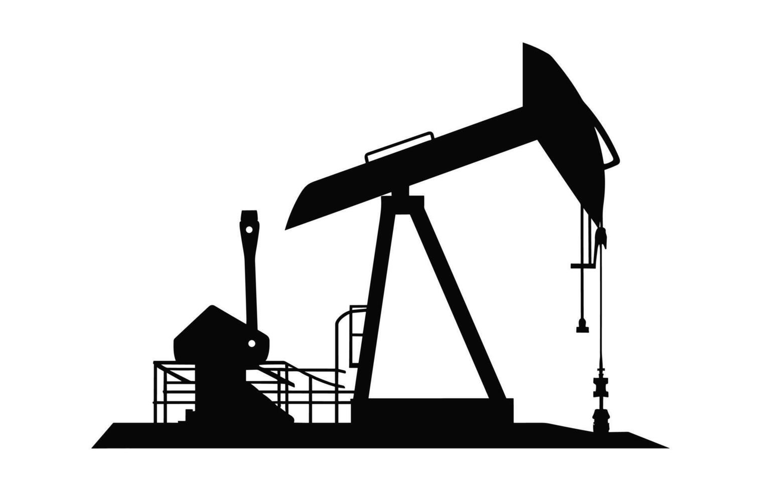 Oil pump jack Vector black silhouette isolated on a white background