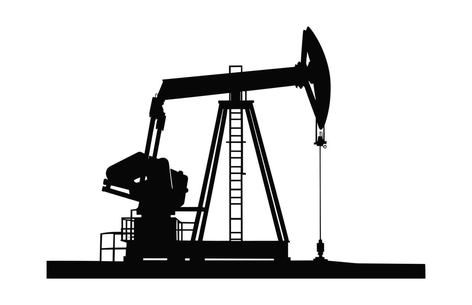 Oil pump jack black silhouette Vector isolated on a white background