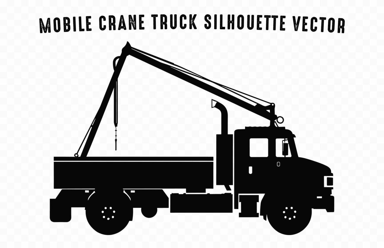 Mobile Crane Truck vector black Silhouette isolated on a white background
