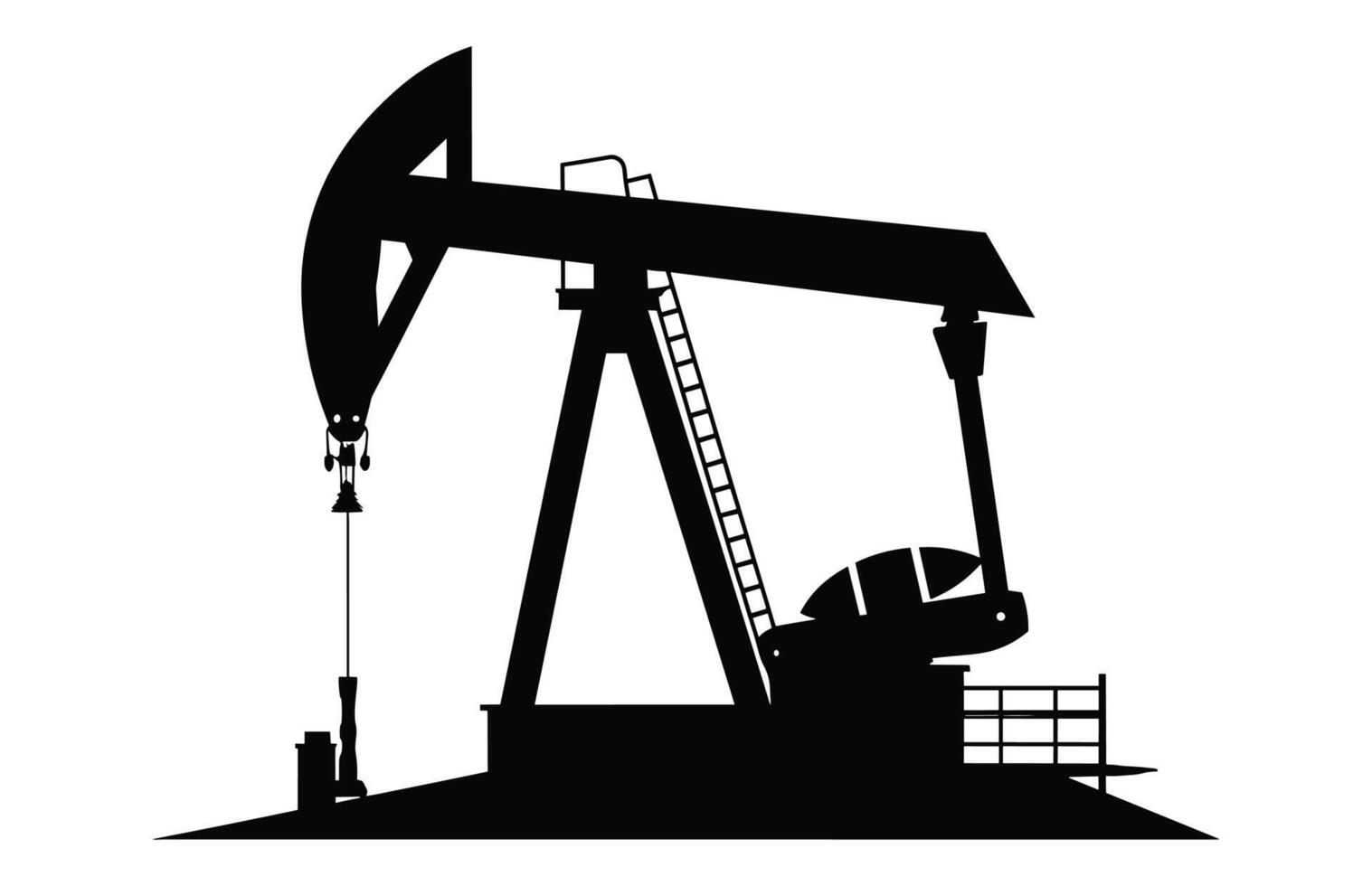 Oil pump jack silhouette Vector isolated on a white background