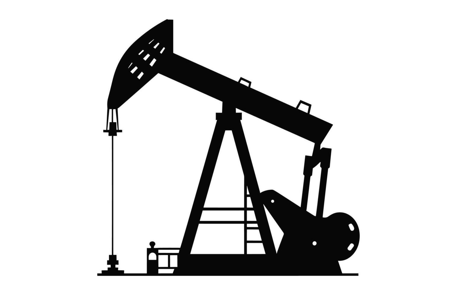 Oil pump jack Vector black silhouette isolated on a white background