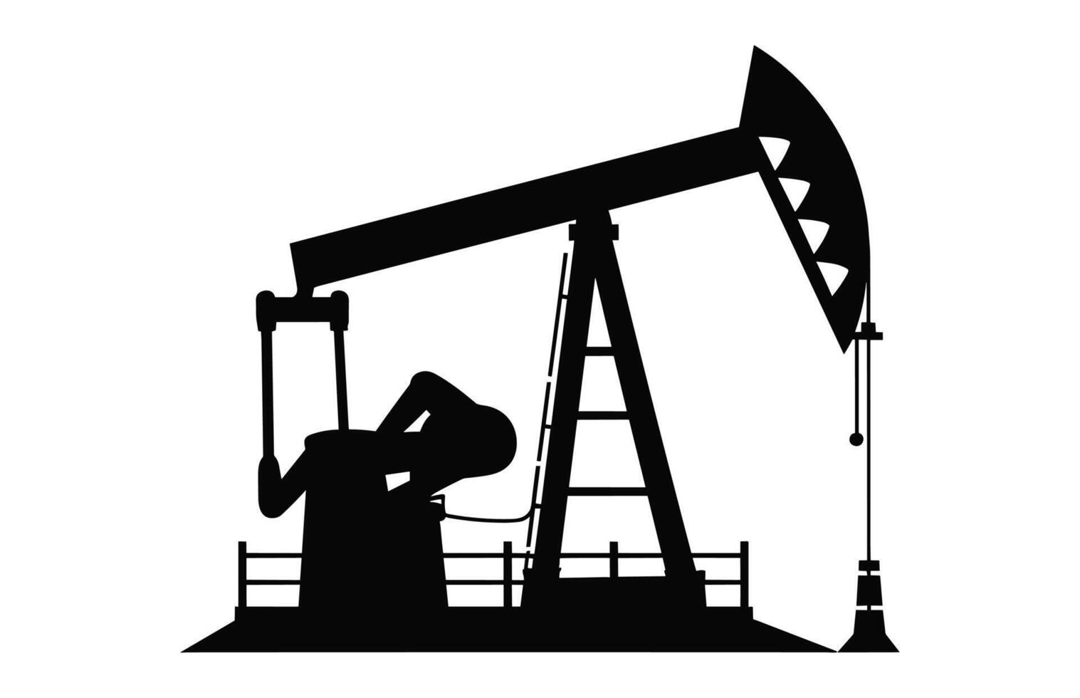 Oil pump jack Vector black silhouette isolated on a white background