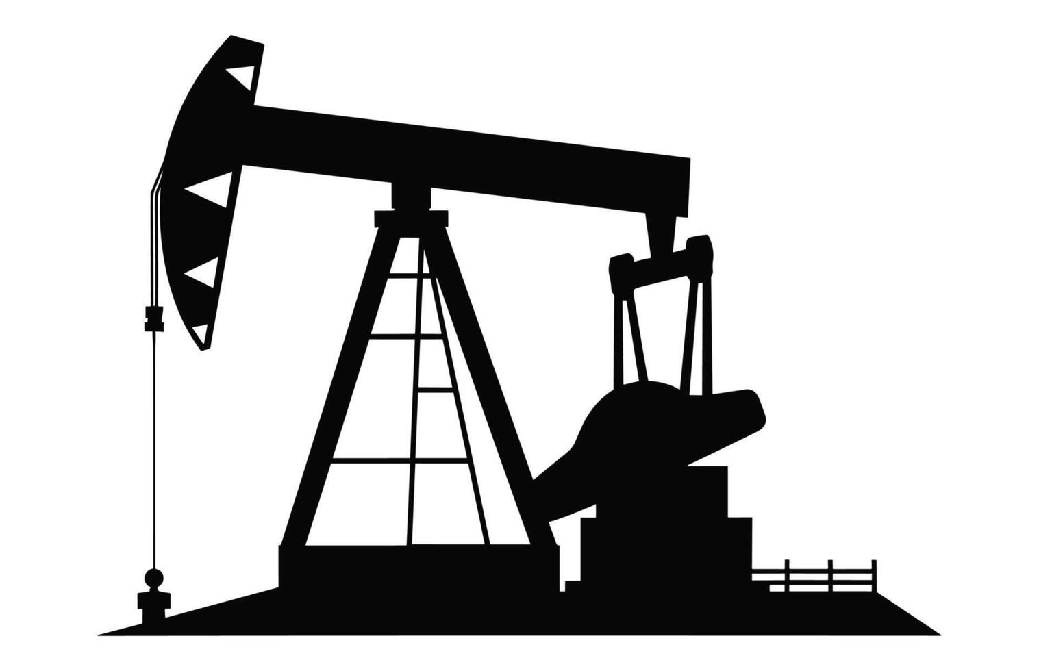 Oil pump jack black silhouette Vector isolated on a white background