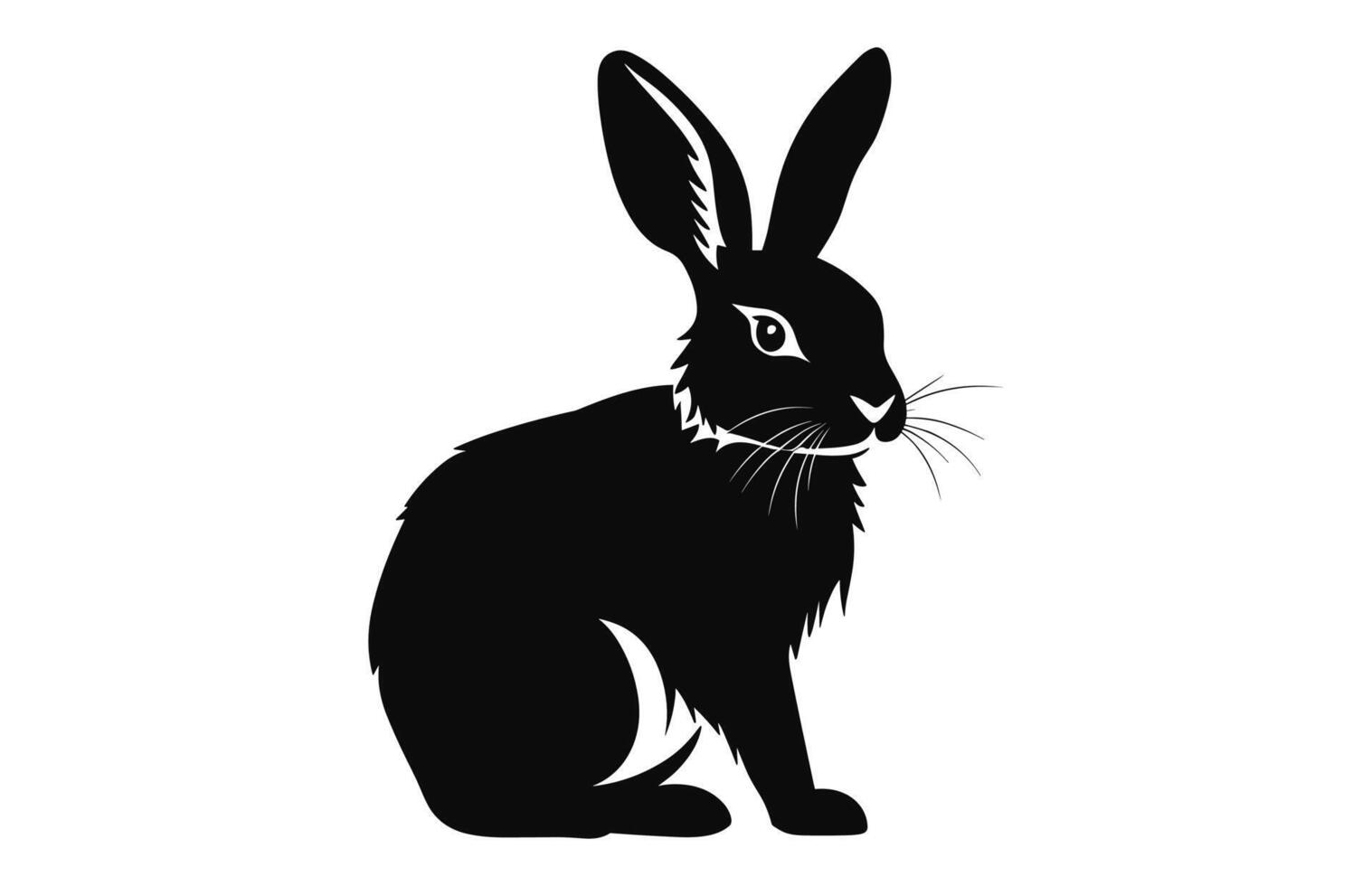 Rabbit vector black silhouette isolated on a white background