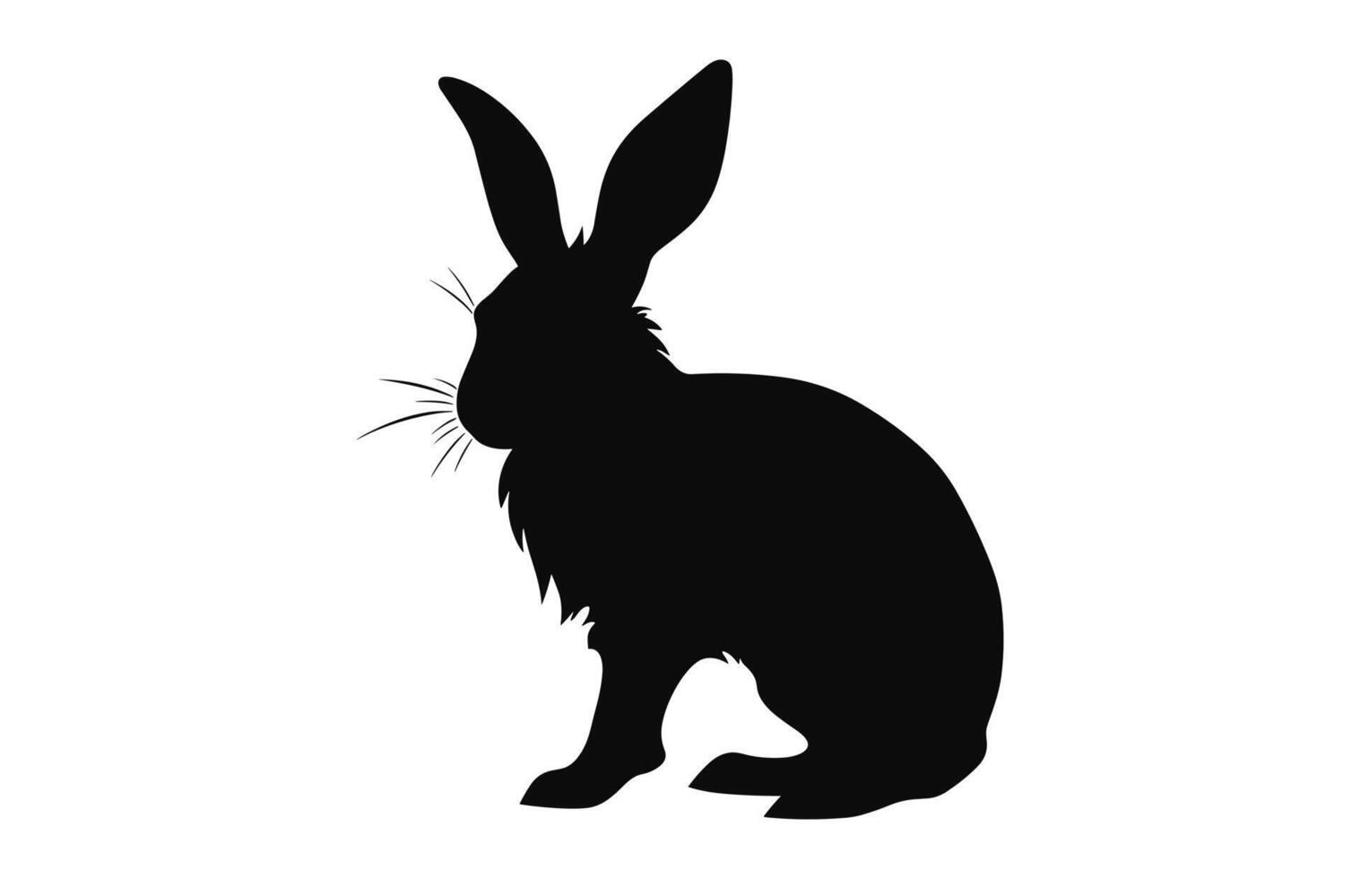 Rabbit vector black silhouette isolated on a white background