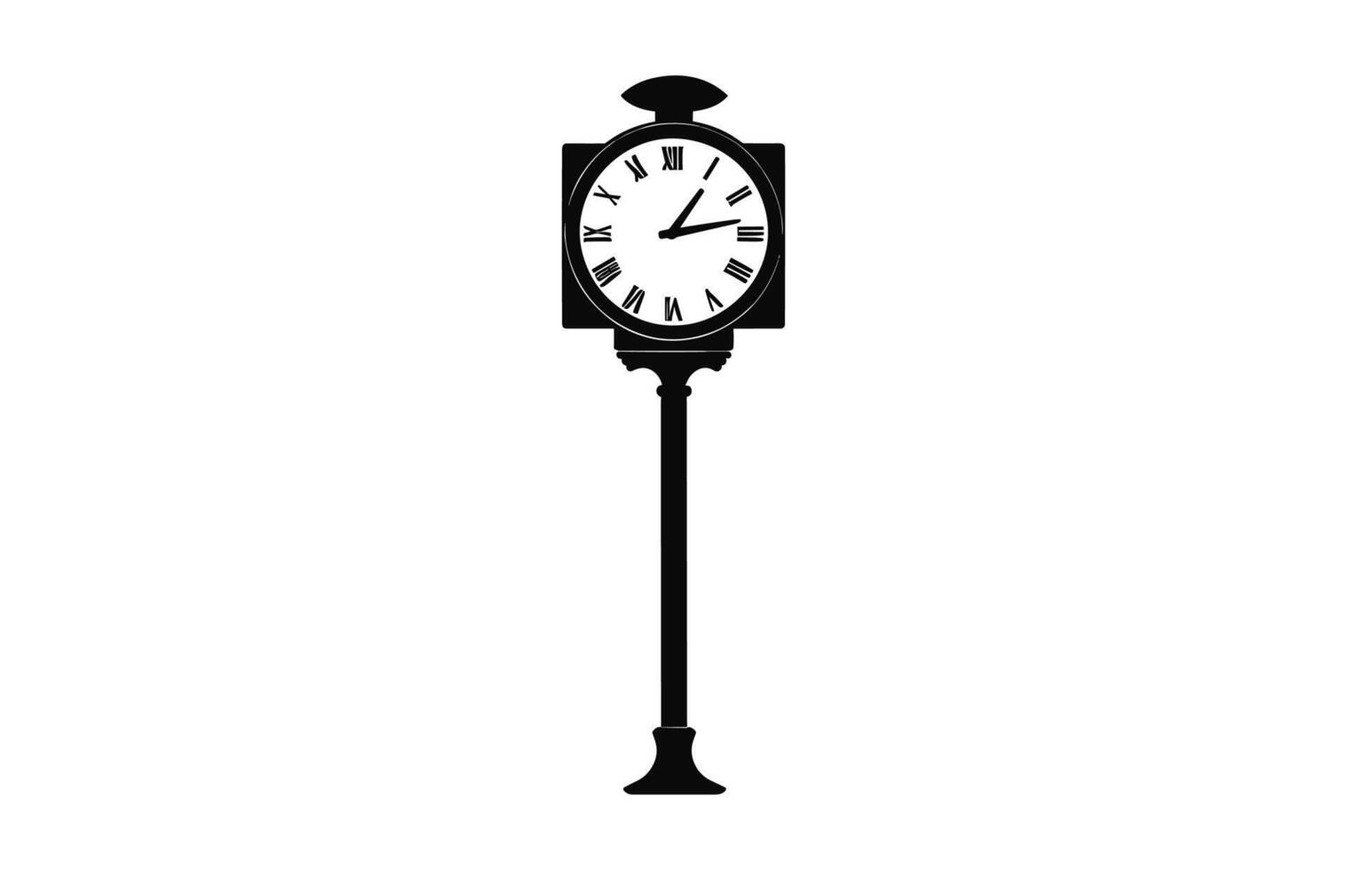 antiguo calle reloj negro silueta vector ilustración